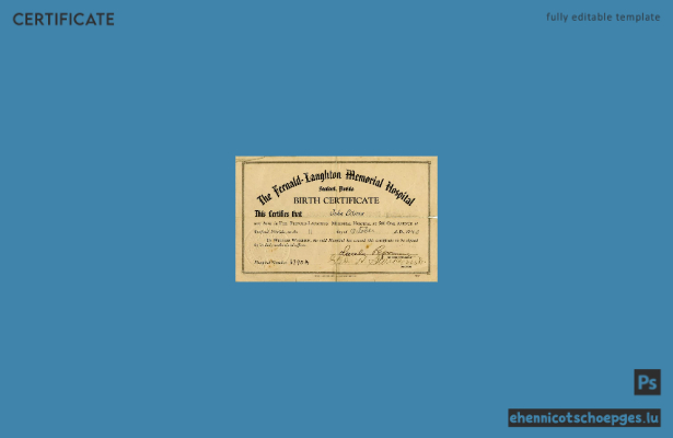 USA, Beispiel einer Geburtsurkunde des Fernald-Laughton Memorial Hospitals (Vorschau)